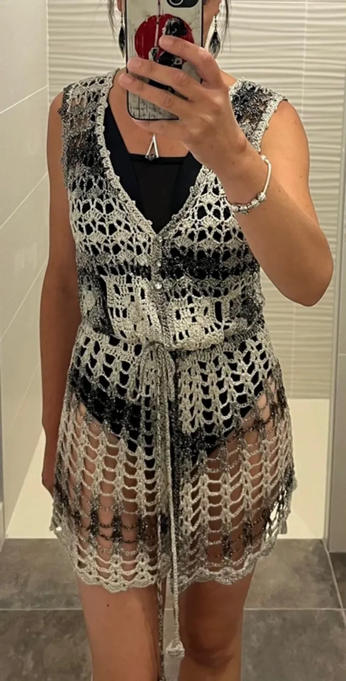Gilet ajouré en crochet - taille XS - photo numéro 9