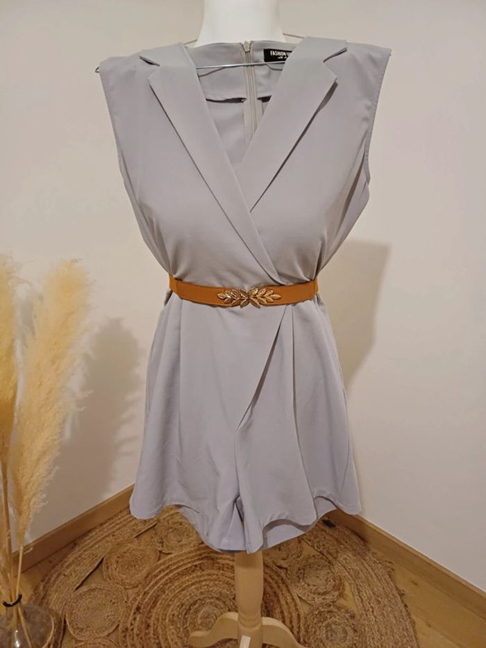 Combishort chic cache-coeur grise/Lilas Fashion Union taille M 38