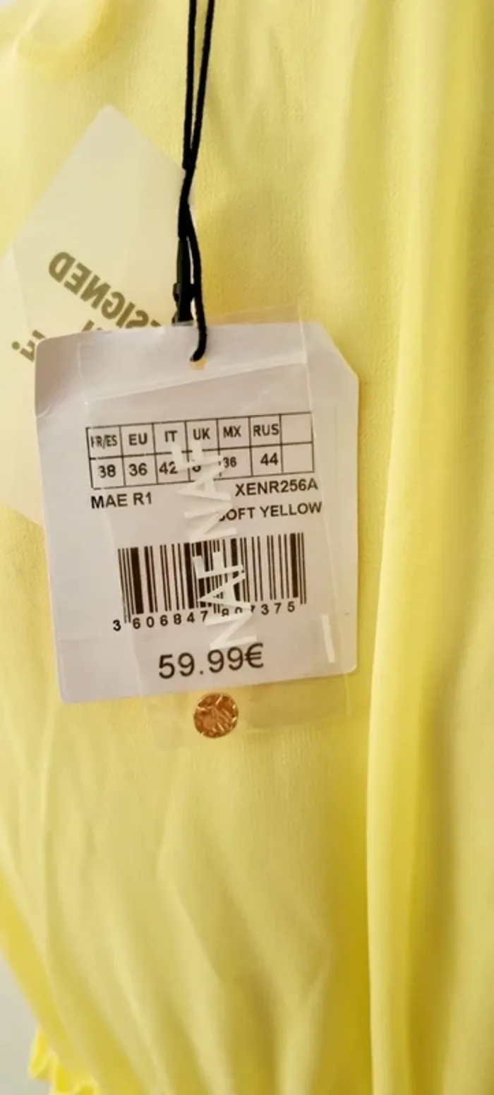 Robe courte jaune citron naf naf 38 neuve avec étiquette - photo numéro 7