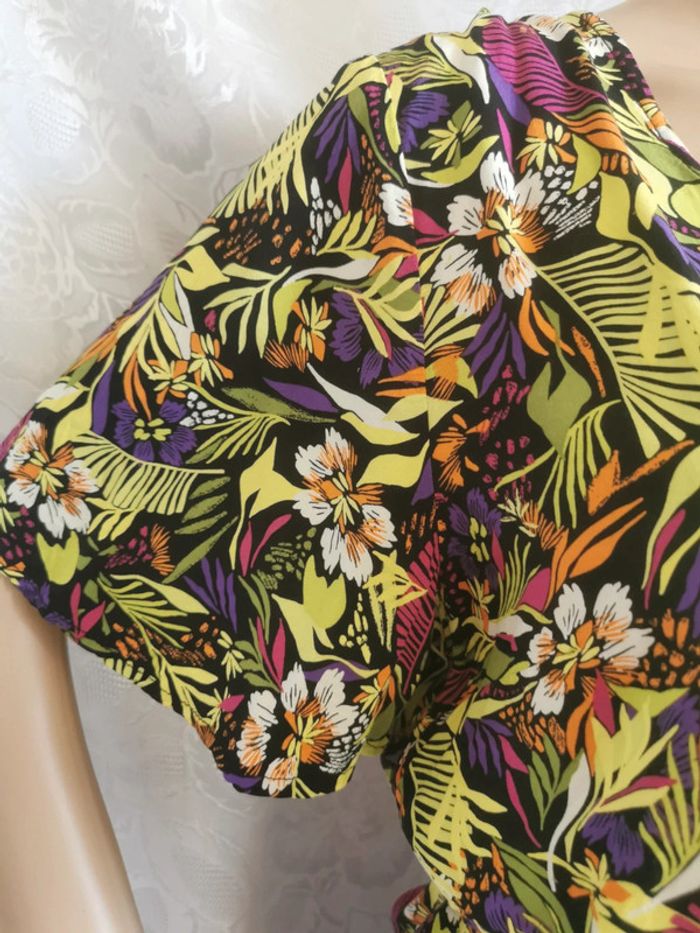 🌴 Top violet-vert anis – Cache Cache – Taille 40 - photo numéro 3