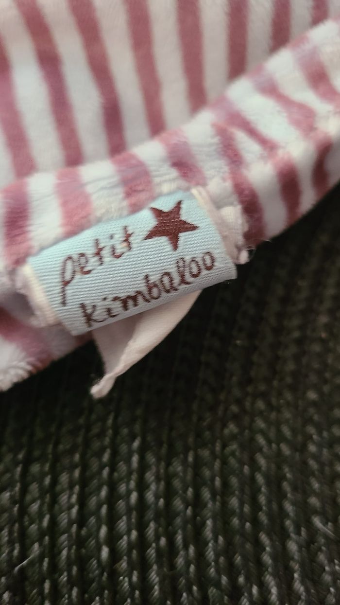 DOUDOU PETIT KIMBALOO OURS PLAT BLEU RAYE MARRON - photo numéro 2