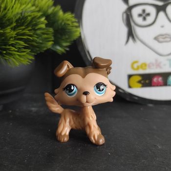 My Littlest Petshop LPS Dog Collie 893 Cream Mocha  Rare Original Authentic
