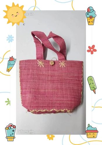 sac à main rose en paille osier