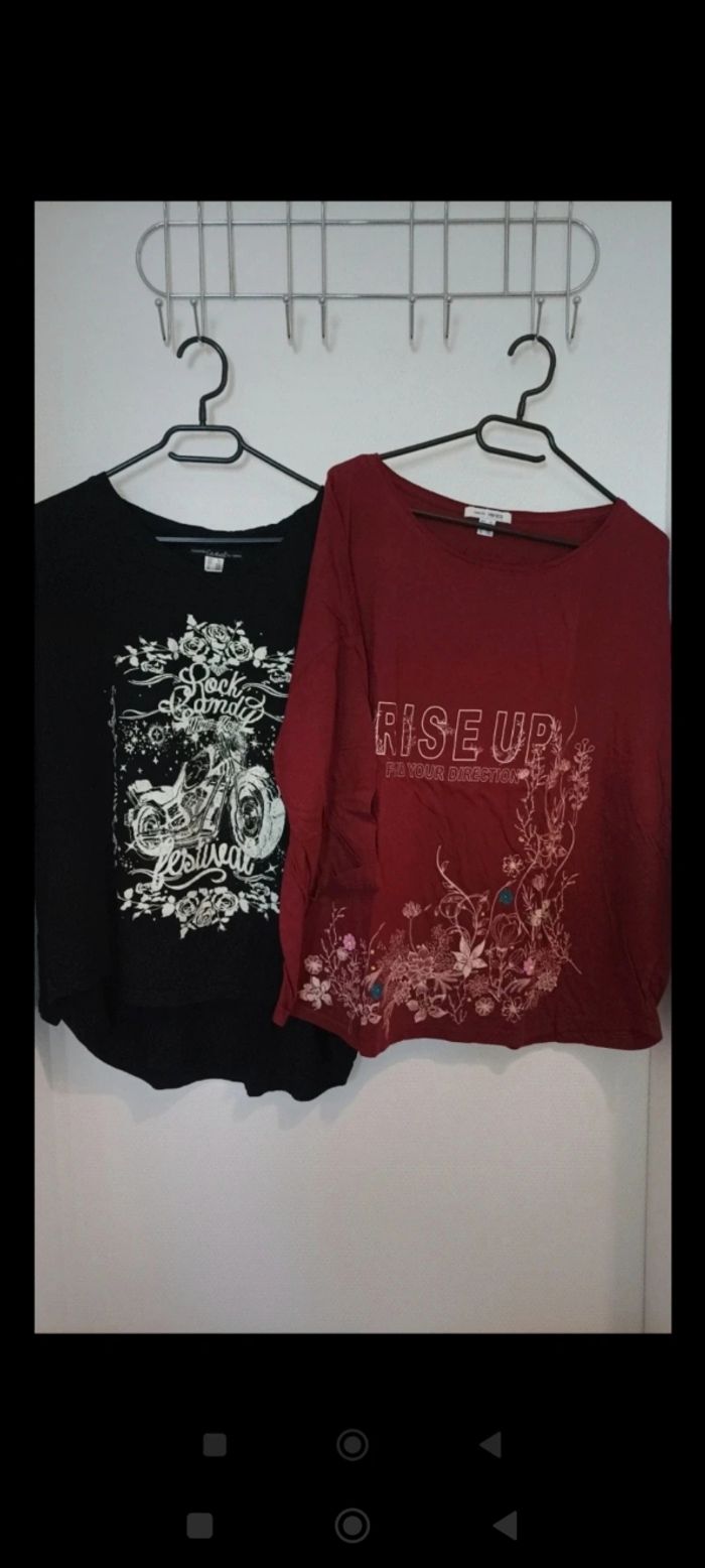 Lot pull + 2 tee-shirts manches mi-longues grande taille - photo numéro 3