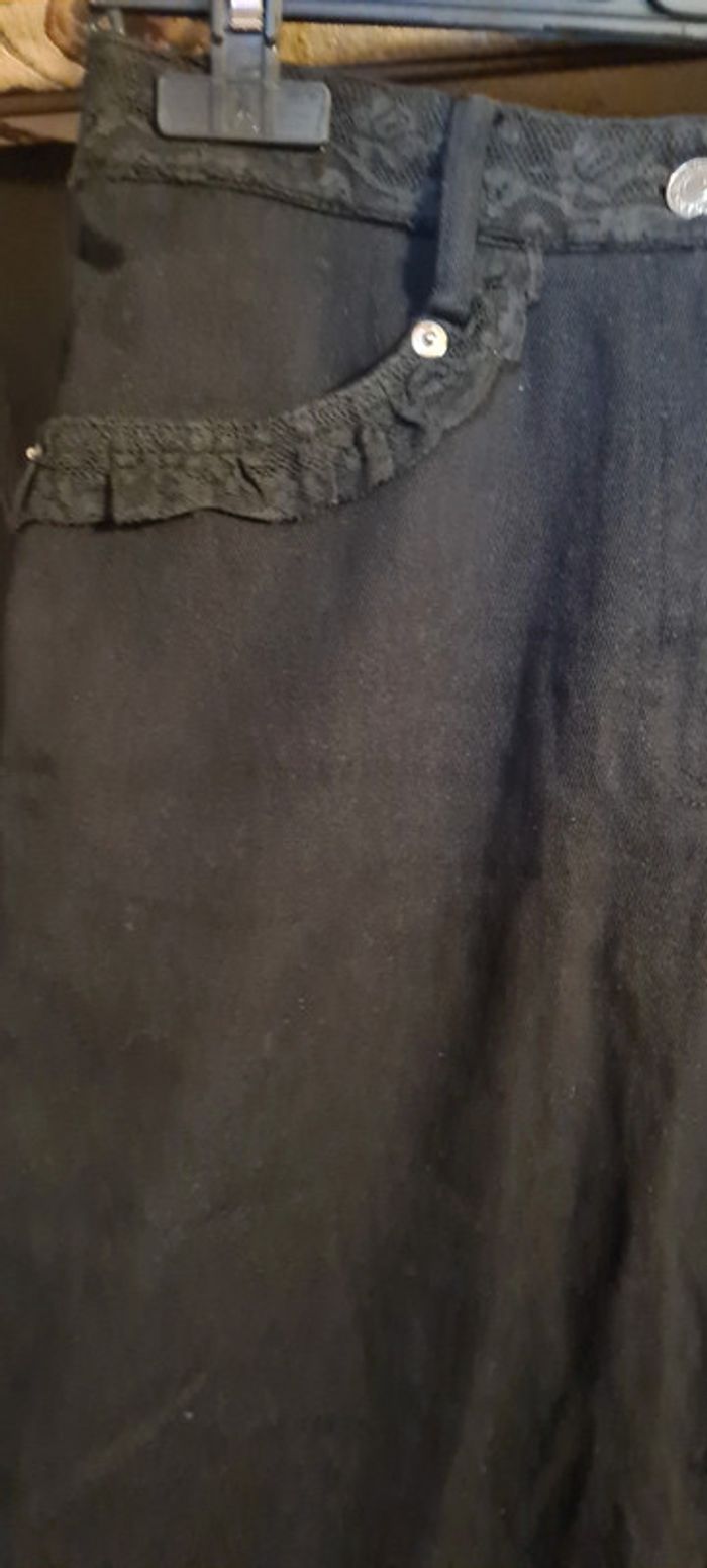 Jupe jean noir avec dentelle Morgan t 36 - photo numéro 2