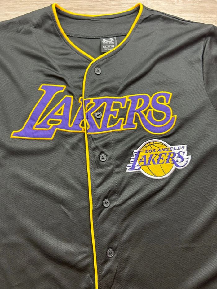 Maillot baseball Style Los Angeles Lakers Noir Ultra Game Brodé Devant Floqué Derrière Taille M - photo numéro 3