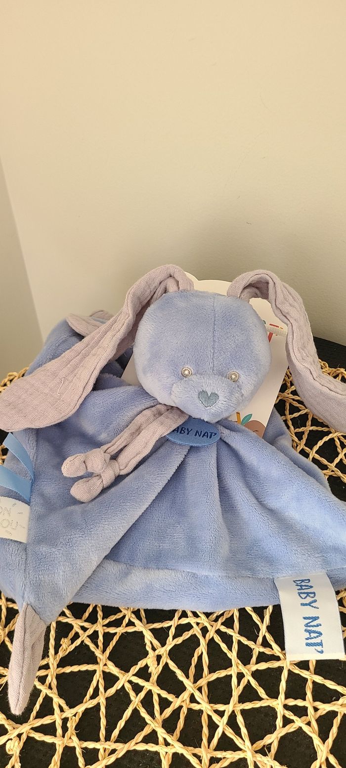 Doudou plat lapin - Baby Nat' Bleu - photo numéro 2