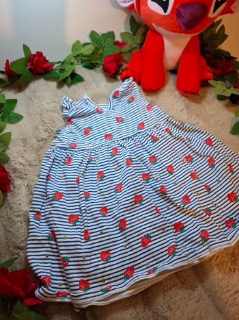 Robe à rayures bleu et blanc motif fraise - 18 mois - Du Pareil au Même