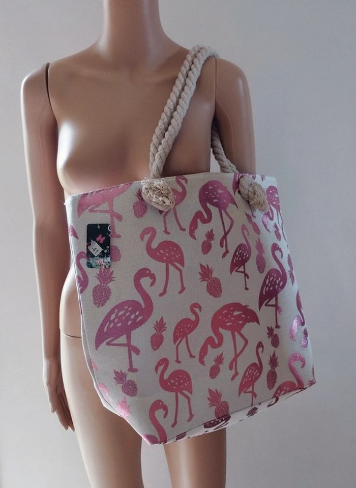 👜 Sac imprimée Flamants rose brillant neuf #emyfleury_sacs - photo numéro 3