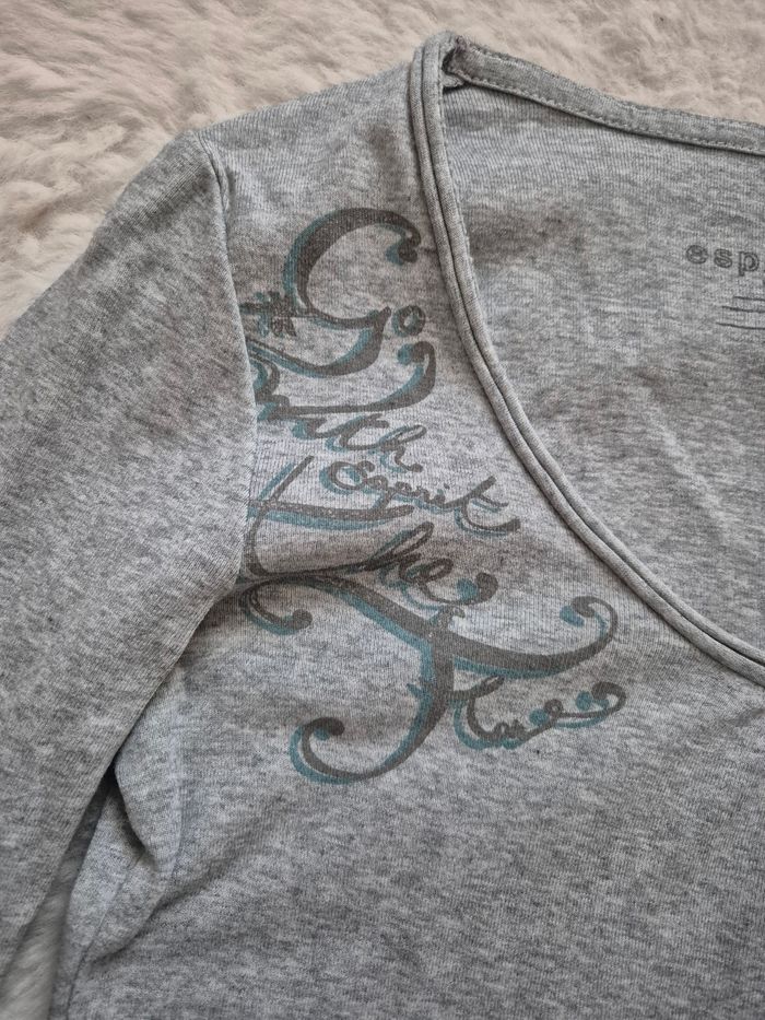 T shirt manches longues gris - photo numéro 2