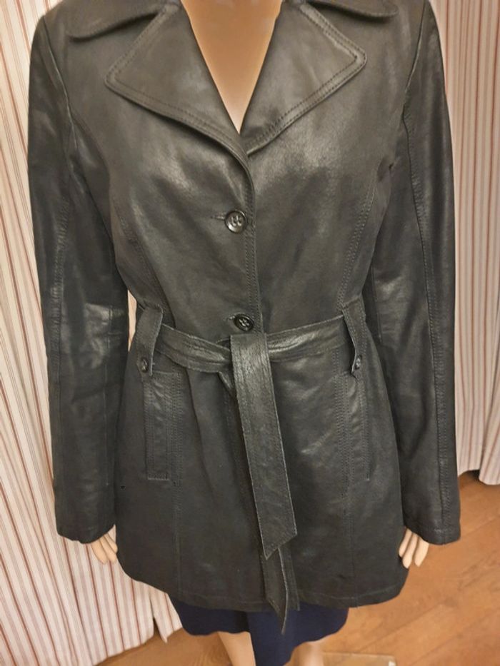 Veste longue cuir noir Authentic taille 40 - photo numéro 4