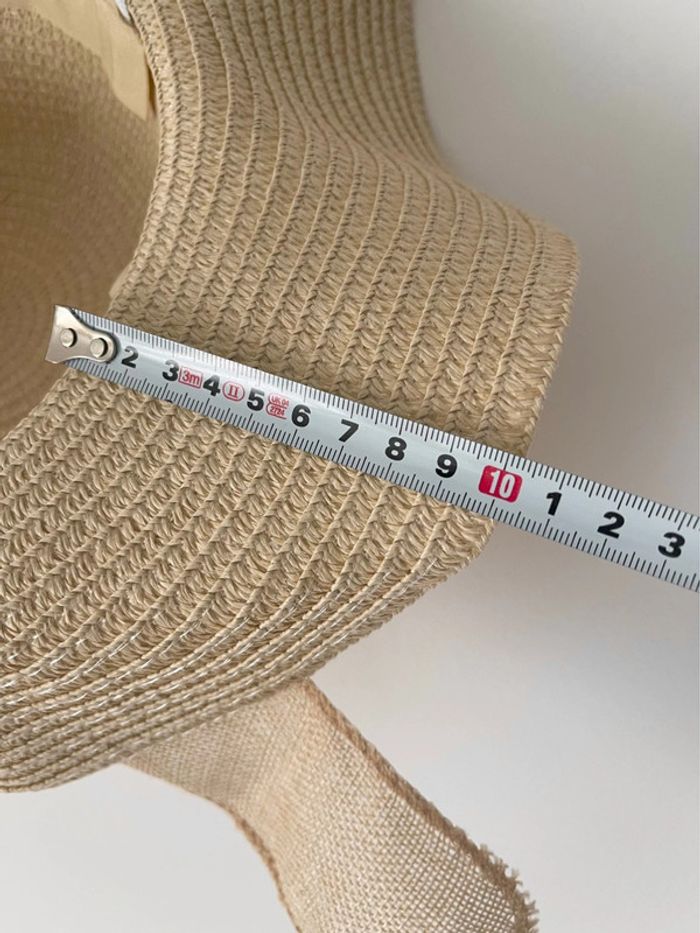 Chapeau en « fausse » paille beige synthétique (imperméable) avec ruban style Lolita - photo numéro 4