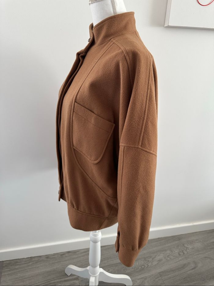 Manteau court oversize beige camel en cachemire et laine Vintage T40 L - photo numéro 5