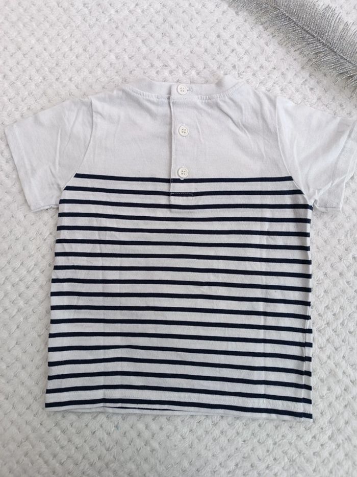 🔸 Tee-shirt Manches Courtes Rayé Crabe - 24 Mois🔸 - photo numéro 6