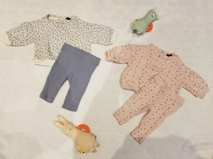 Lot de 2 ensembles sweat + legging jumixtes - Taille 3 mois - Kiabi