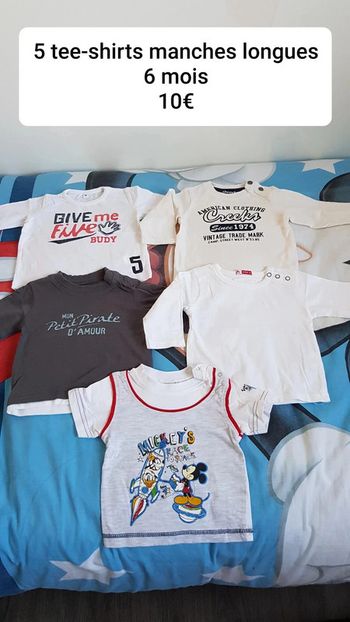 Lot de 5 tee-shirts garçon manches longues taille 6 mois