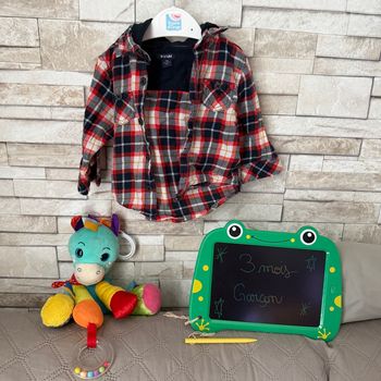 Jolie chemise à carreaux et à capuche - T3mois - Kiabi 