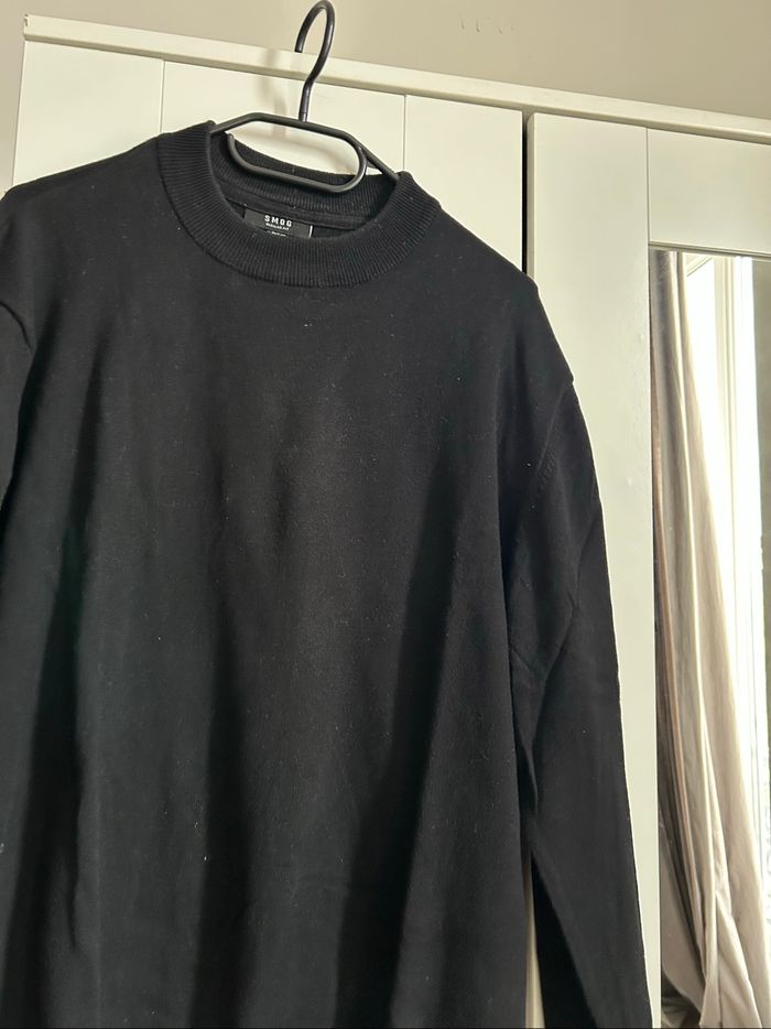 Pull noir uni Col Montant Regular Fit Homme Smog Taille XL - photo numéro 4