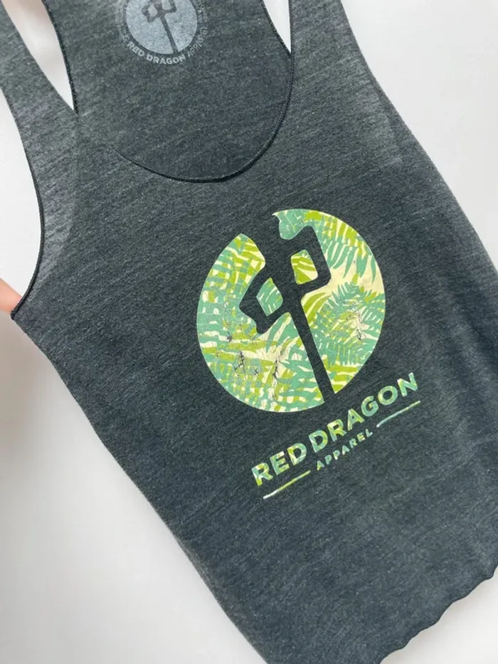Red Dragon skateboard grey black tank top Womens S made in USA 🇺🇸 - photo numéro 3