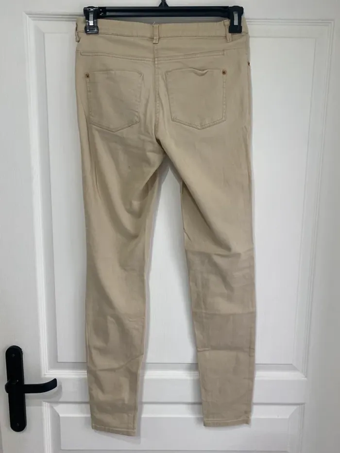 Jeans skinny beige clair H&M taille S 36 taille haute - photo numéro 2