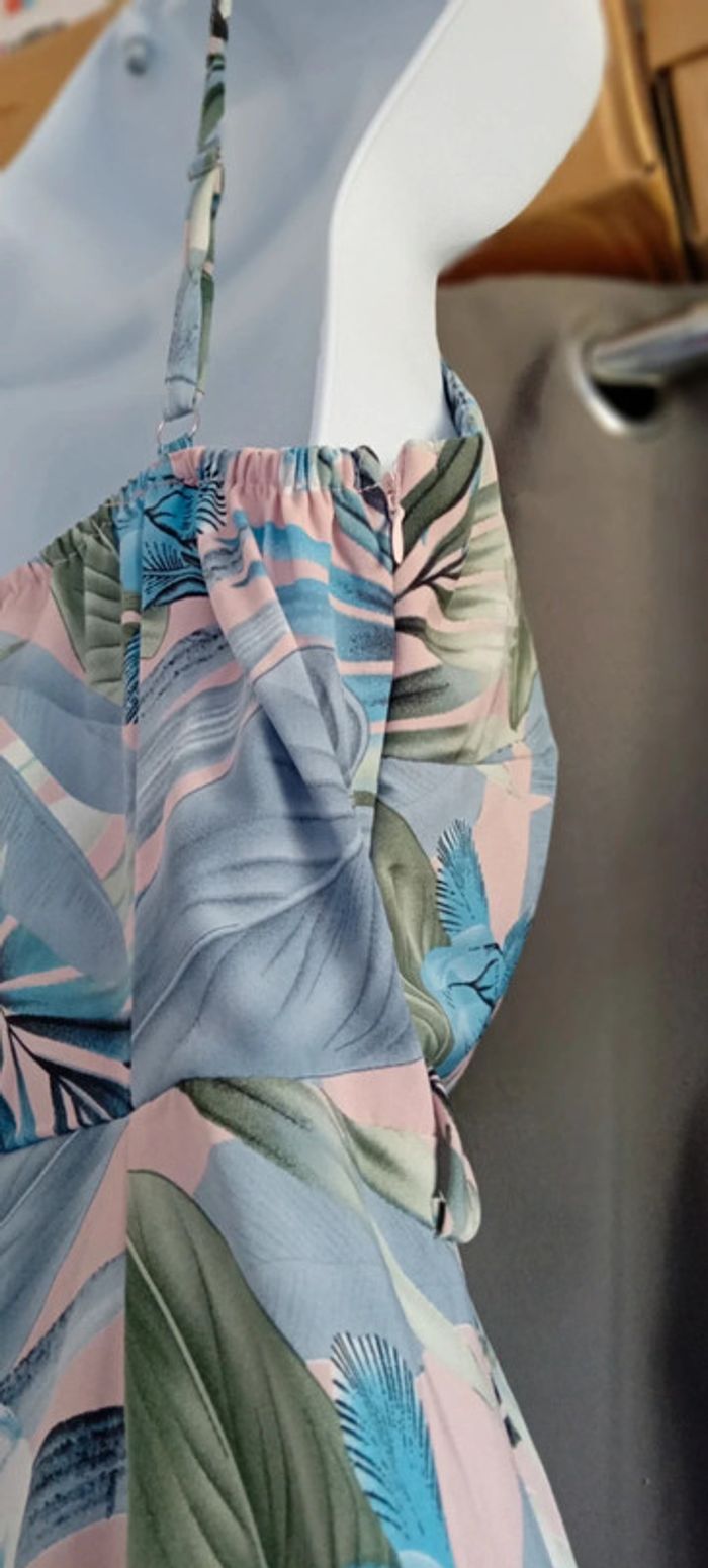 Robe estivale bas volanté ouvert imprimé fleurs zhu su feng femme M - photo numéro 10