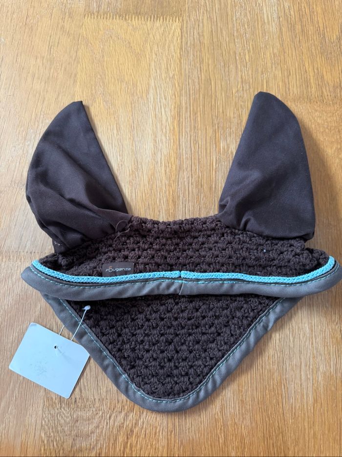 Bonnet d’équitation marron et bleu ciel fouganza cheval - photo numéro 5