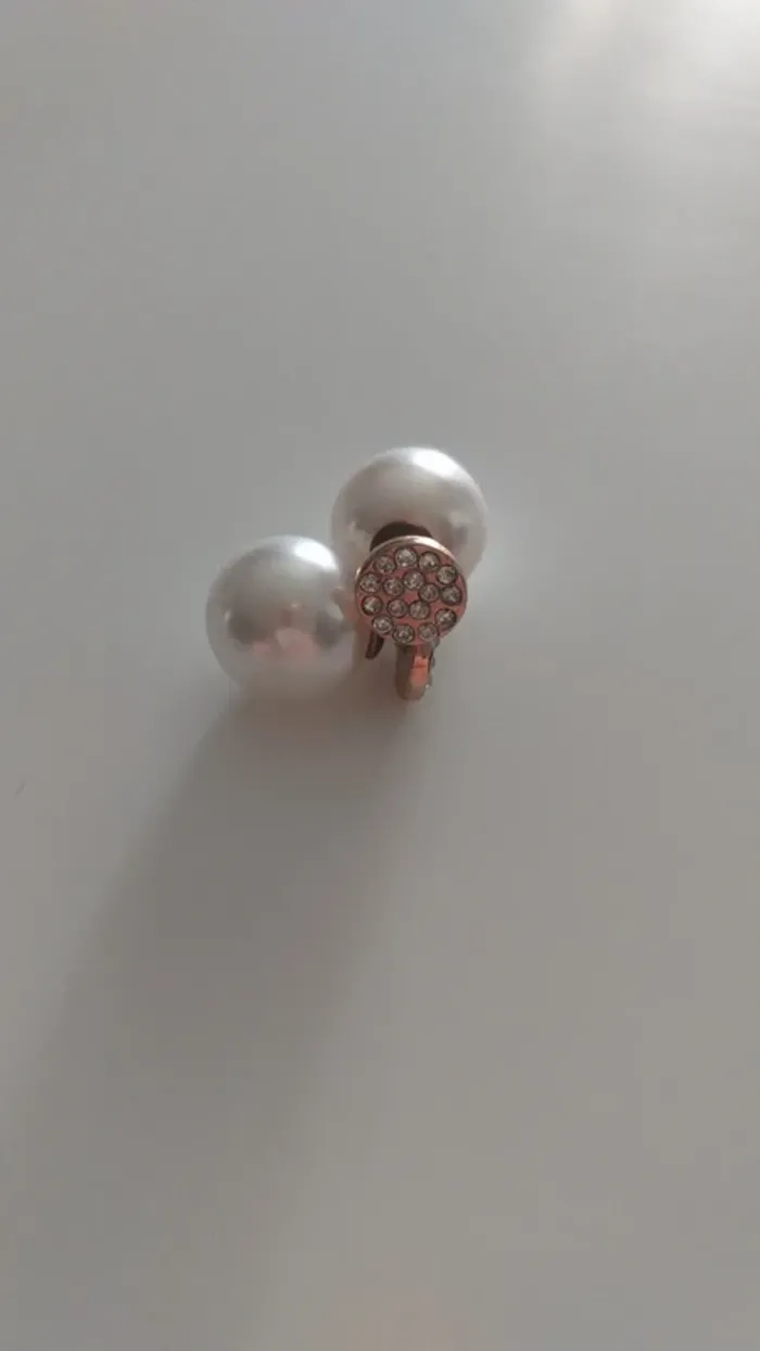 Boucles d'oreilles beige/dorée - photo numéro 2