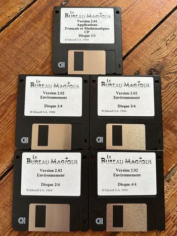 RARE Lot de 5 disques Le bureau magique 2.02 français mathématiques vintage jeu
