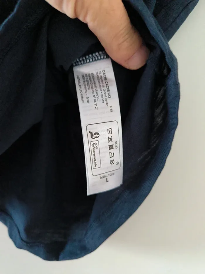 t.shirt bleu marine. Cache-cache. Taille L - photo numéro 3
