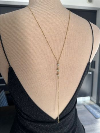 Collier dos nu strass en acier or - Ateliersdisa