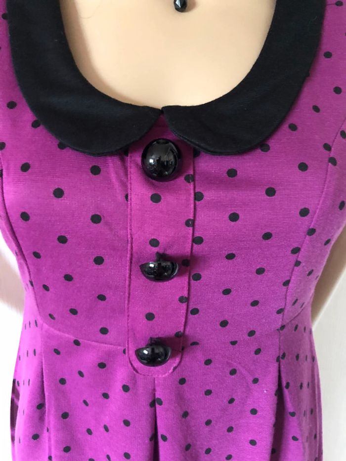 🩷Robe fuchsia pois noir Y2K coquette rock gothic style polka dots dress - photo numéro 6