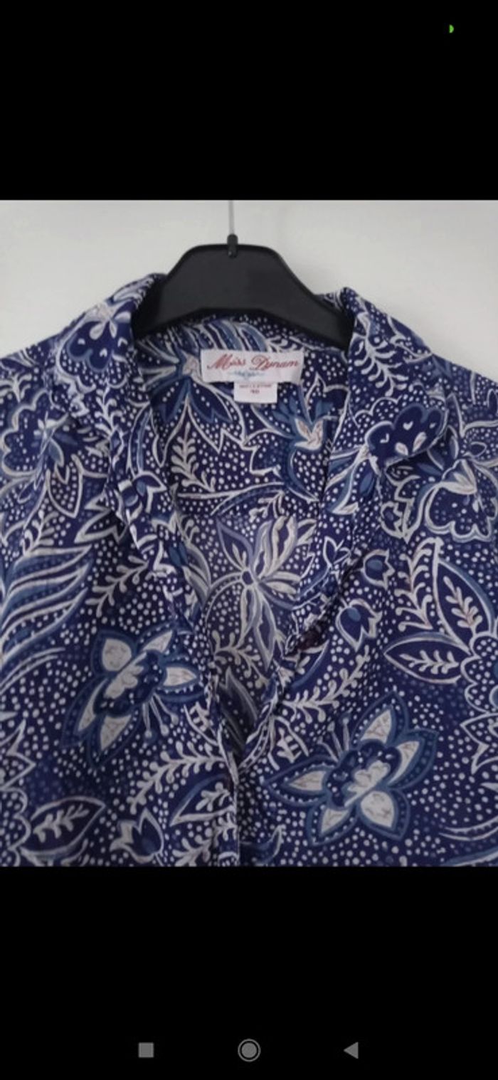 Tunique fleurie blanche et bleu - photo numéro 2