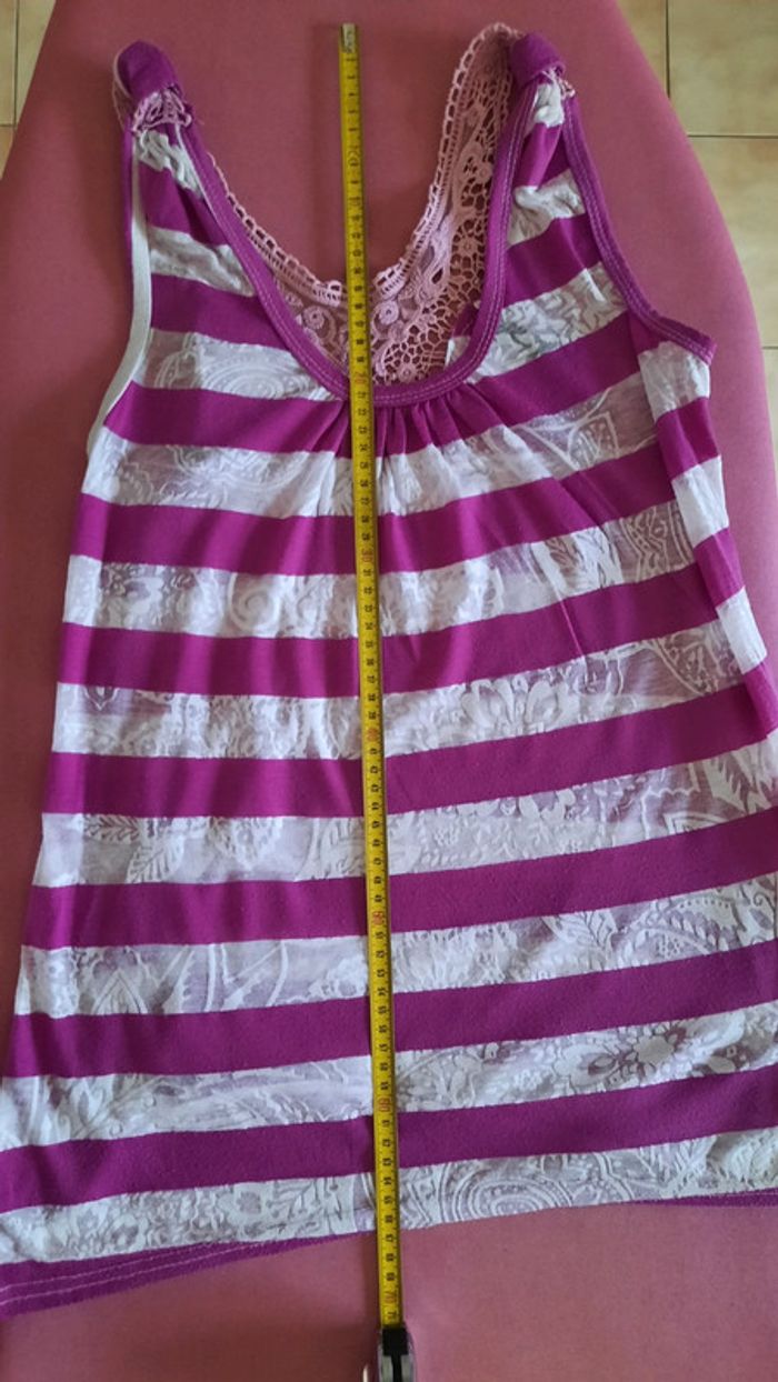Débardeur rose et blanc taille S - photo numéro 4