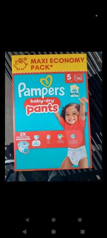 Pack de 86 couches culottes Pampers baby dry pants taille 5
